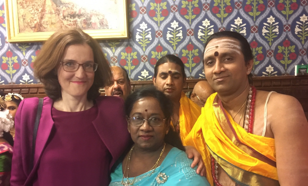 Theresa Villiers with friends from Hindu Murugan Temple in Archway