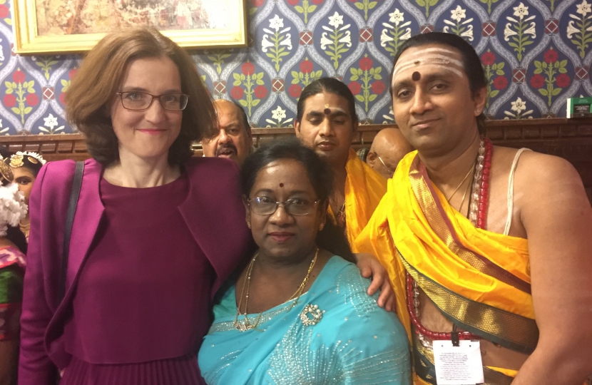 Theresa Villiers with friends from Hindu Murugan Temple in Archway