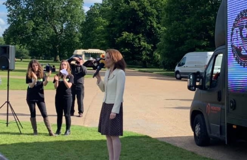 Theresa Villiers addresses a rally to end live exports