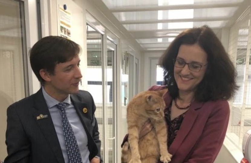 Theresa Villiers 2019 visit to Cats Protection in Mitcham