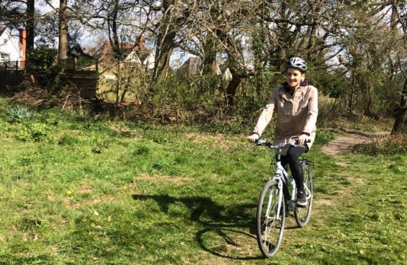 Theresa Villiers cycling in Arkley