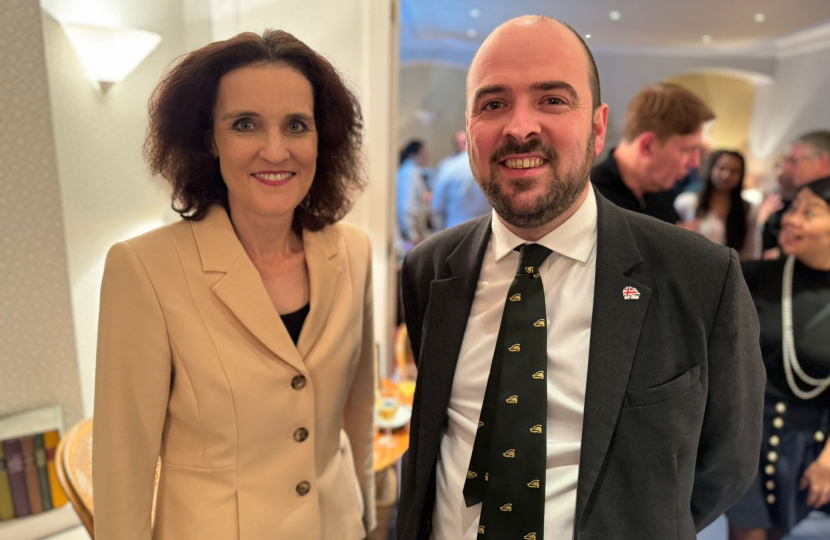 Theresa Villiers welcomes Richard Holden MP, Conservative Party Chairman, to north London