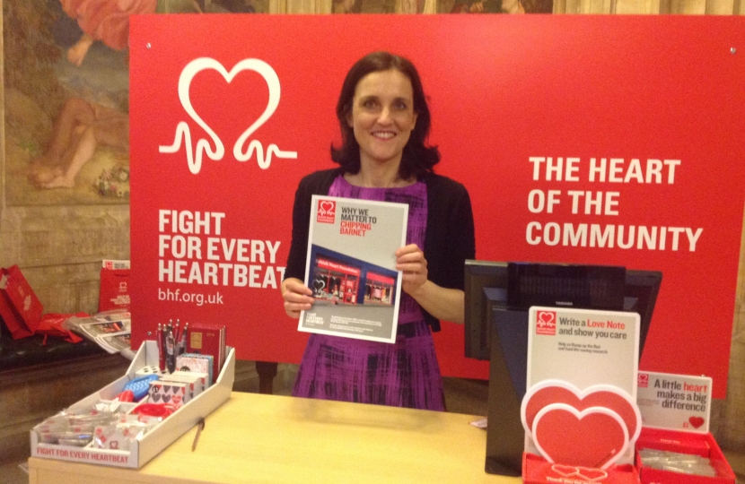 Theresa at the British Heart Foundation stall