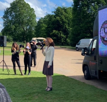 Theresa Villiers addresses a rally to end live exports