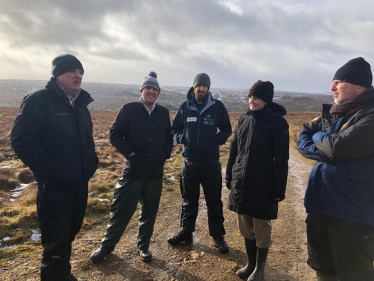 Theresa Villiers visits peatland conservation project near Durham with Richard Holden