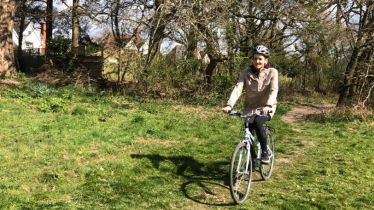 Theresa Villiers cycling in Arkley
