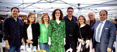 Theresa Villiers with Cypriot friends at "Go Greek" event