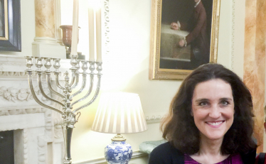 Theresa Villiers at Downing Street Chanukah reception in 2018