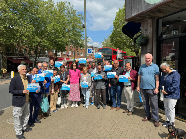 Theresa Villiers with her general election campaign team in Whetstone