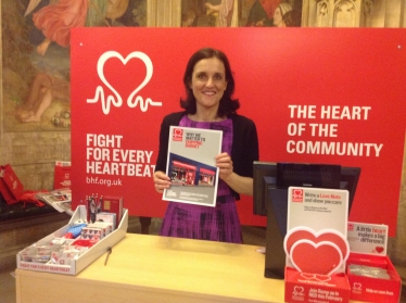 Theresa at the British Heart Foundation stall